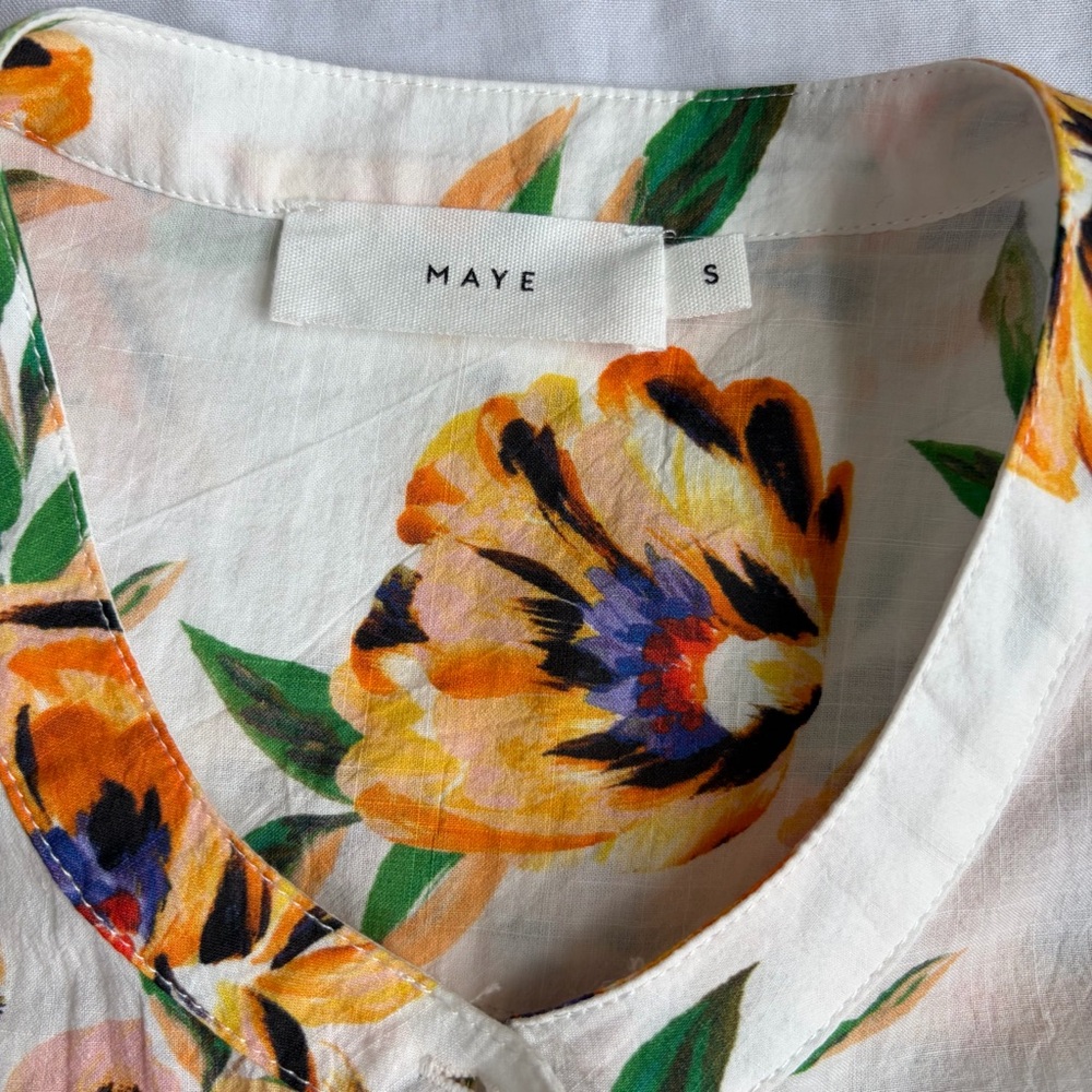 Anthropologie MAYE Floral Pintuck Button Front Blouse Boho Top Size S - Picture 3 of 8